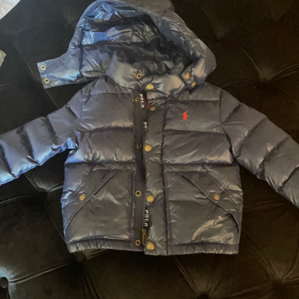 Navy Blue Polo Puffer Coat